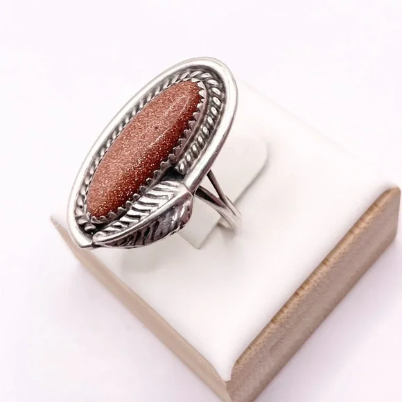 Size 6.5 Goldstone 925 Sterling silver ring - Picture 6 of 7